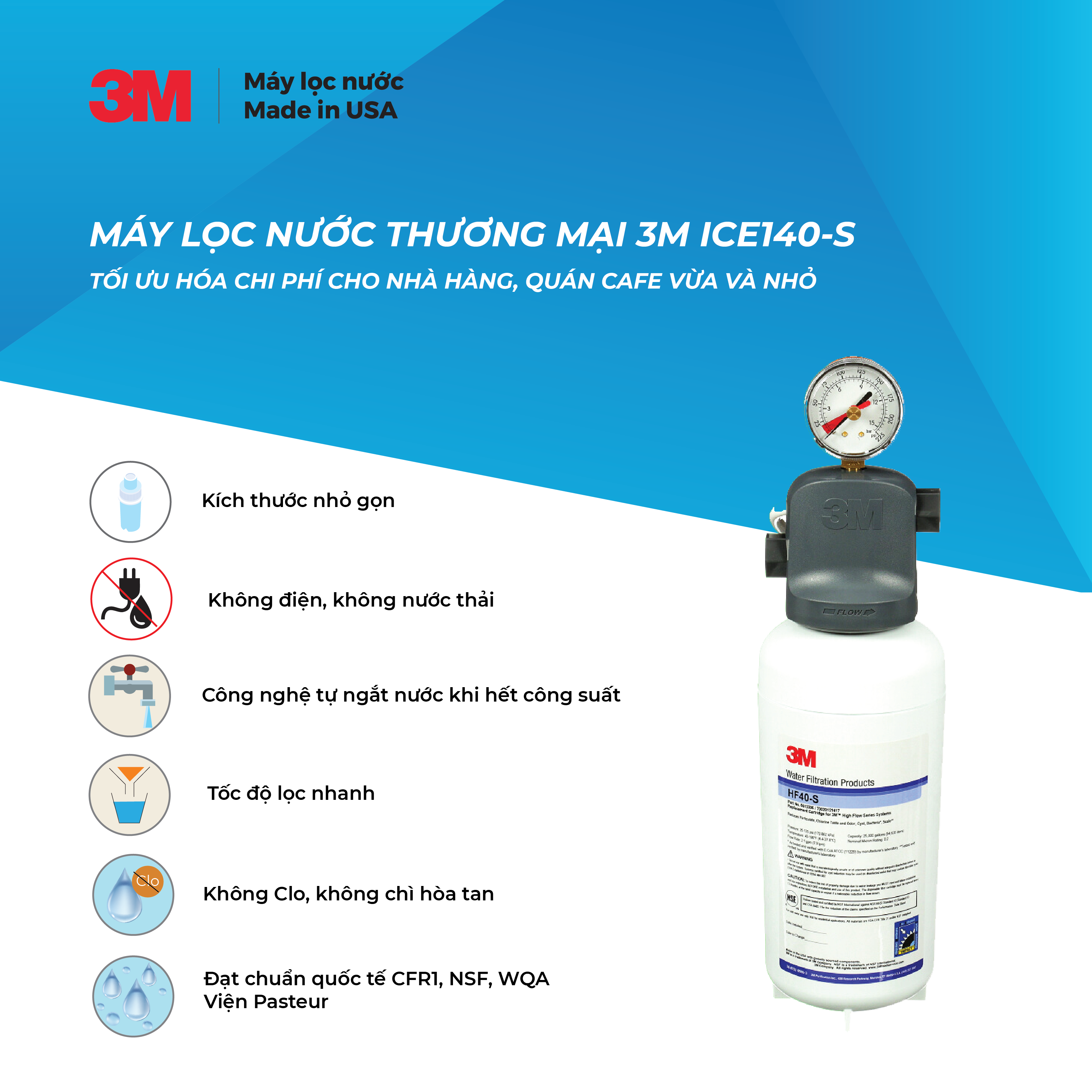 MÁY LỌC NƯỚC DÀNH CHO NHÀ HÀNG, QUÁN CÀ PHÊ VỪA VÀ NHỎ 3M ICE 140-S - 3M ICE140-S