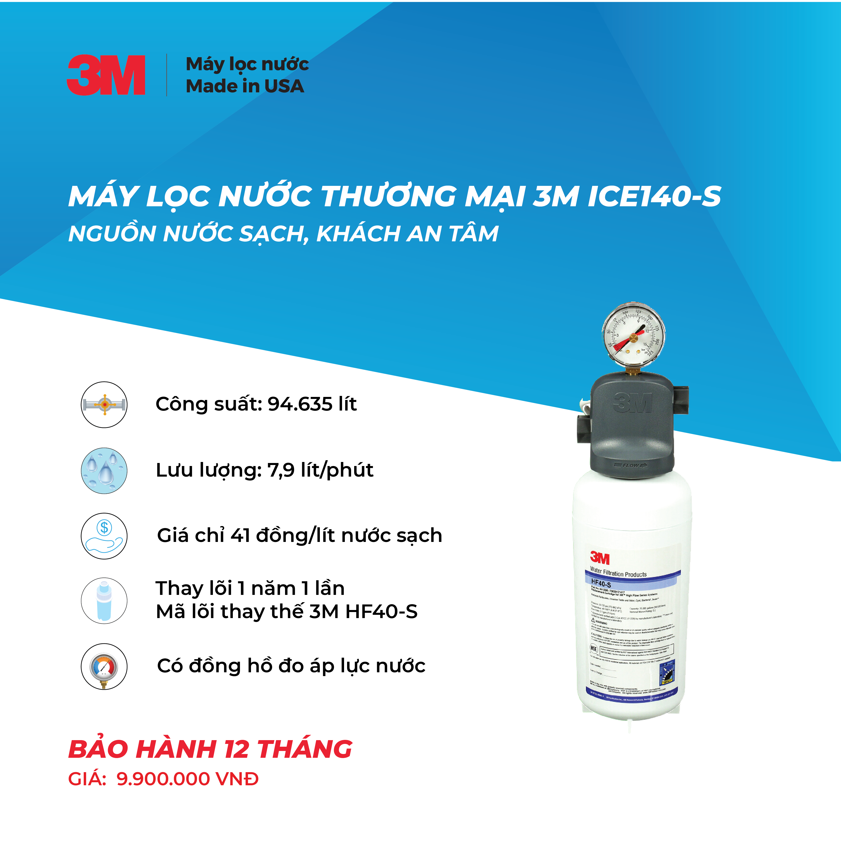 MÁY LỌC NƯỚC DÀNH CHO NHÀ HÀNG, QUÁN CÀ PHÊ VỪA VÀ NHỎ 3M ICE 140-S - 3M ICE140-S
